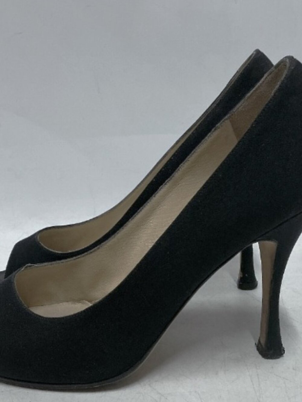 Authentic $1095 Manolo Blahnik Aria Black Open Toe Peep Shoes Heels Pumps US 7 - Picture 5 of 9